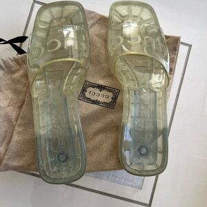 Gucci Clear Slide Sandals with Logo
